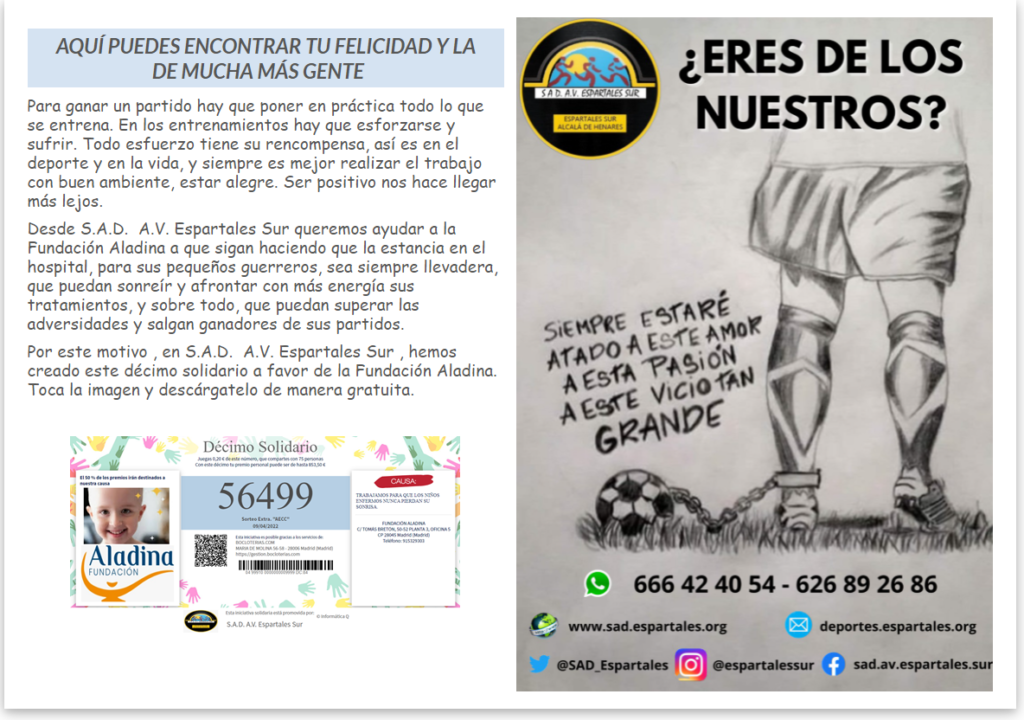 Lotería Solidaria de SAD AV Espartales del Sur – Fundación Aladina