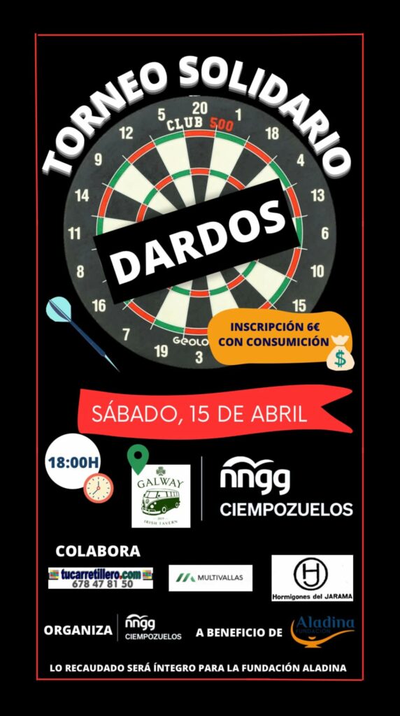 Torneo de dardos benéfico a favor de Fundación Aladina