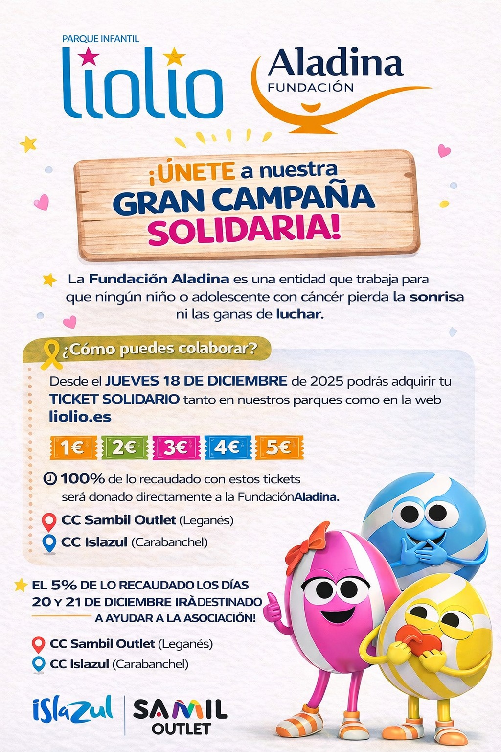 Parques Liolió lanza una campaña solidario a favor de Aladina